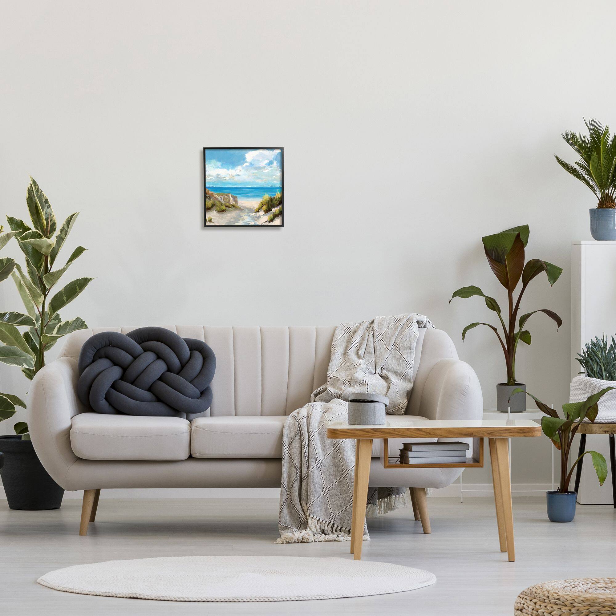 Stupell Industries Coastal Path to Beach Nautical Grass Cloudy Summer Sky in Frame Wall Art